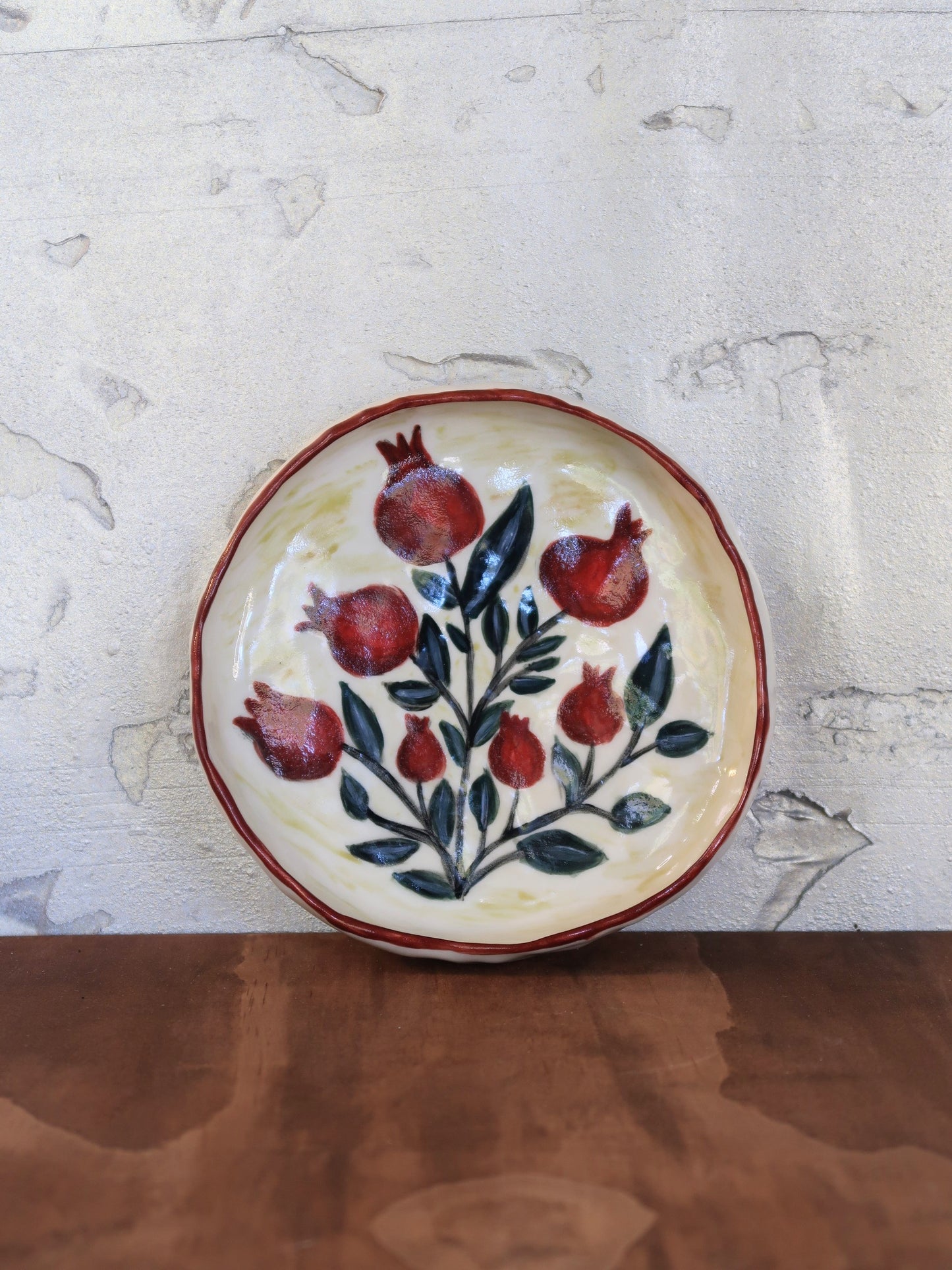 Pomegranate Shallow Bowl – Hand-Painted, Hand-Pinched