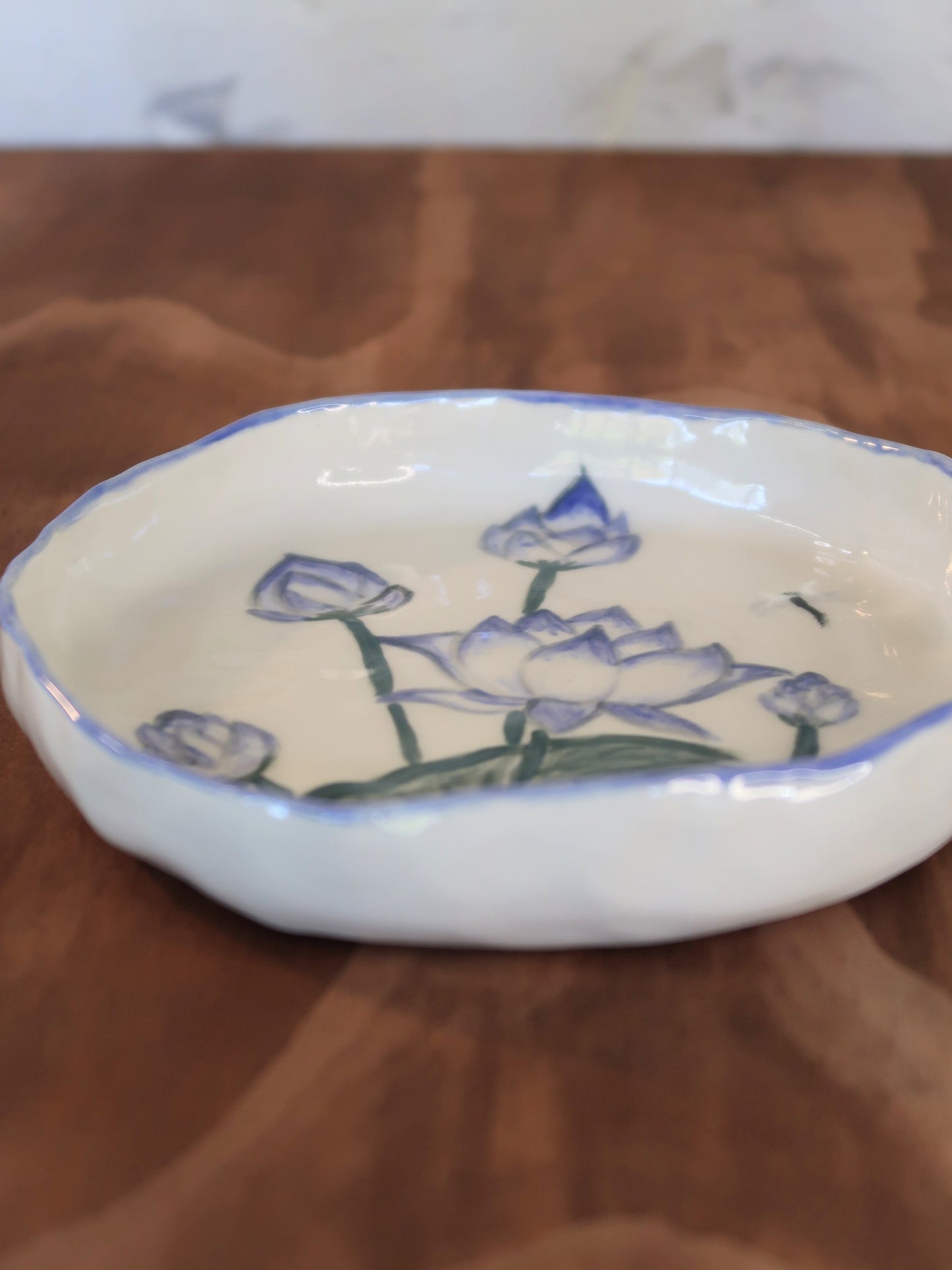 Lily Shallow Bowl – Hand-Painted, Hand-Pinched
