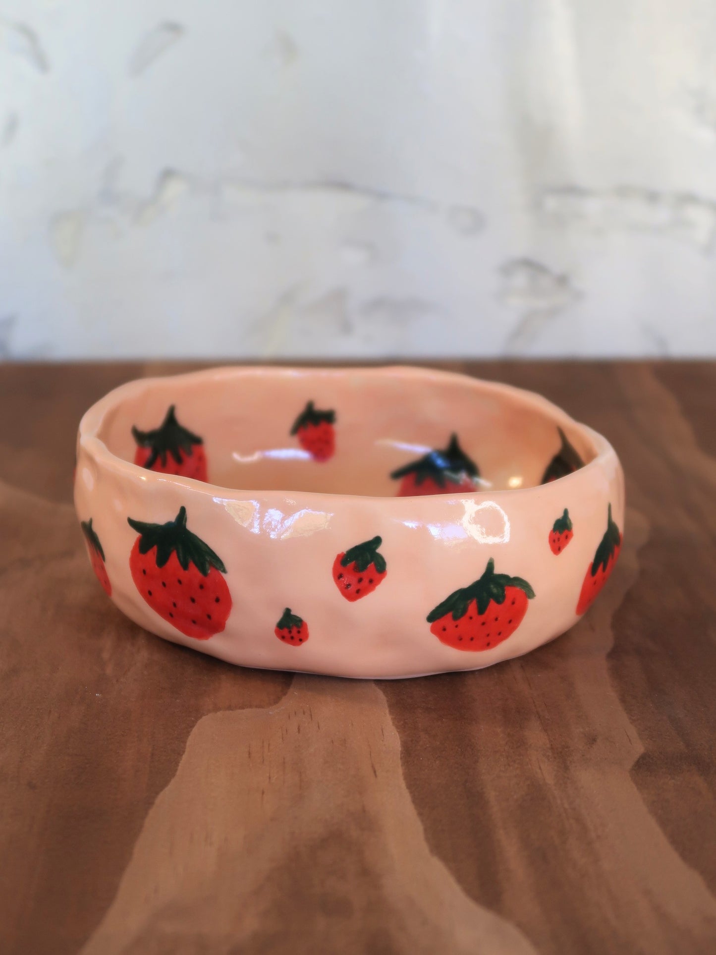 Strawberry bowl — Hand-Painted, Hand-Pinched
