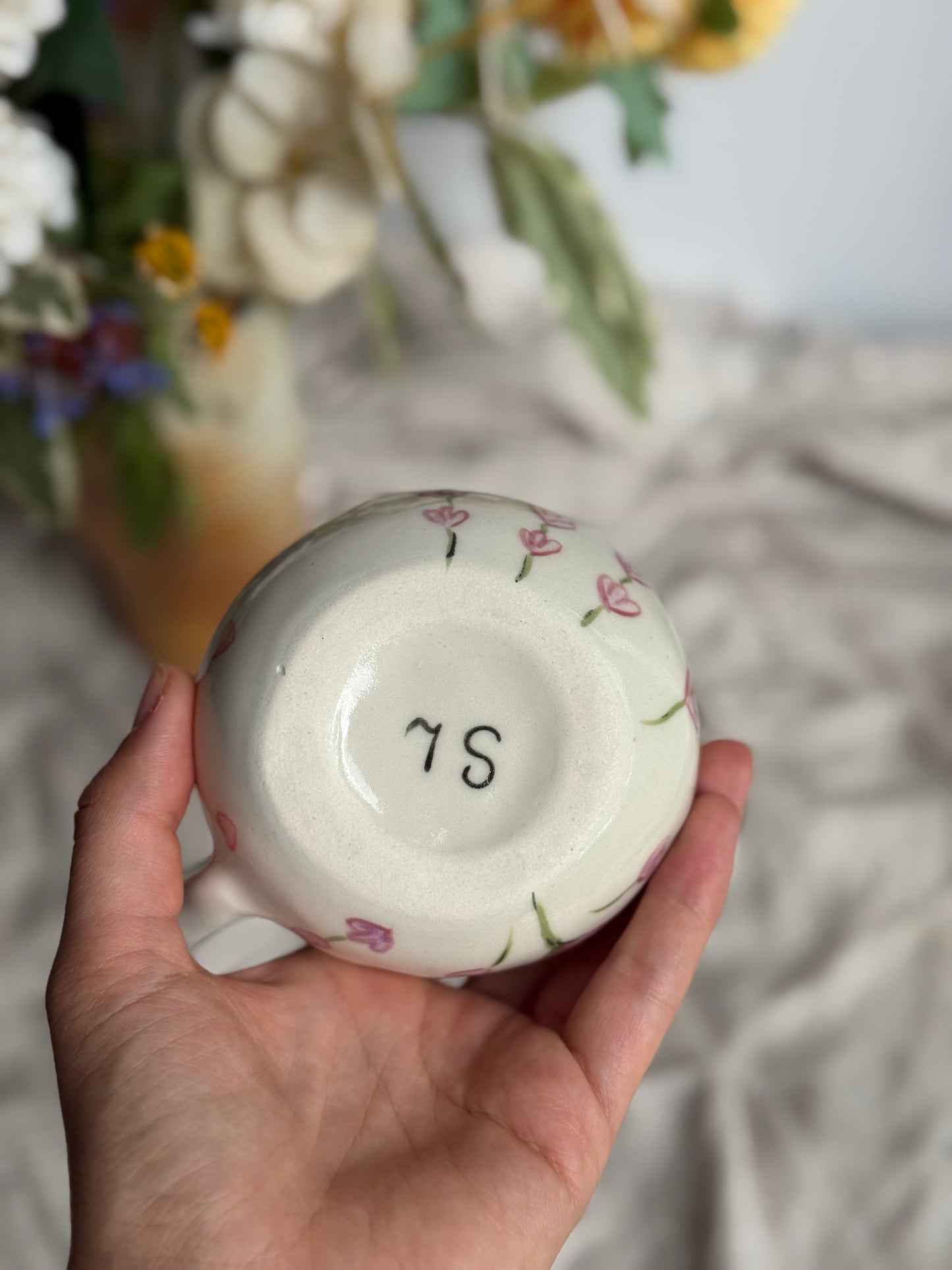 Sweet Dreams Bee mug lifestyle shot – handmade ceramic gift for bee lovers
