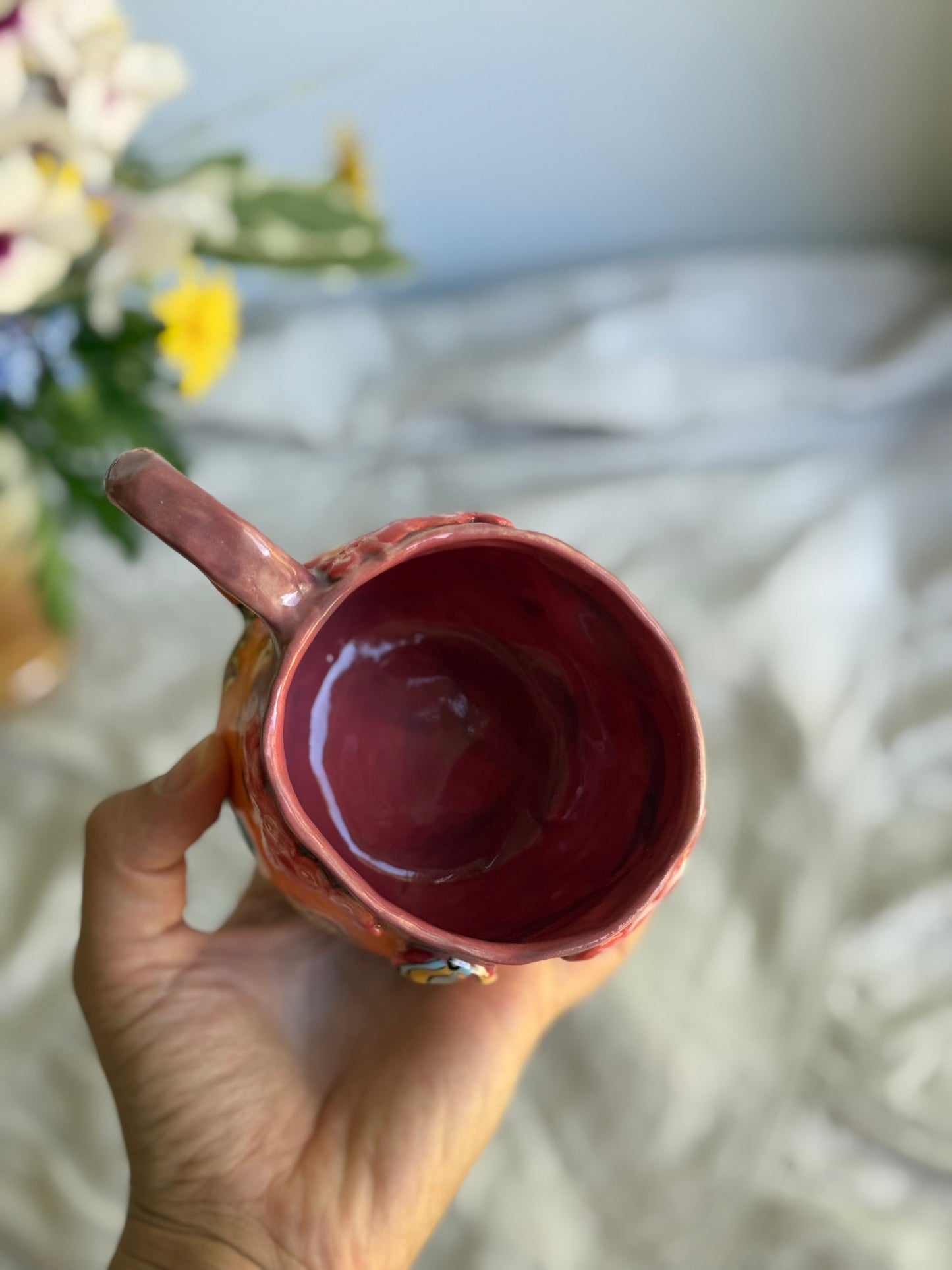 gold accent hot air balloon mug – unique handmade ceramics Melbourne