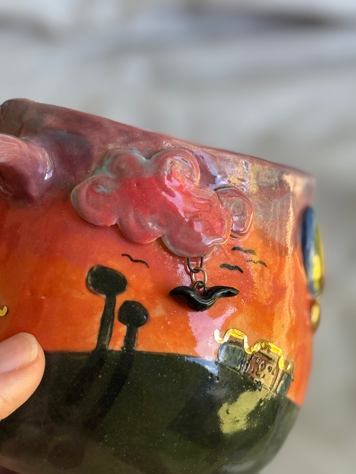 Style C 3D cloud and balloon mug side view – artisan pottery SL Ceramics