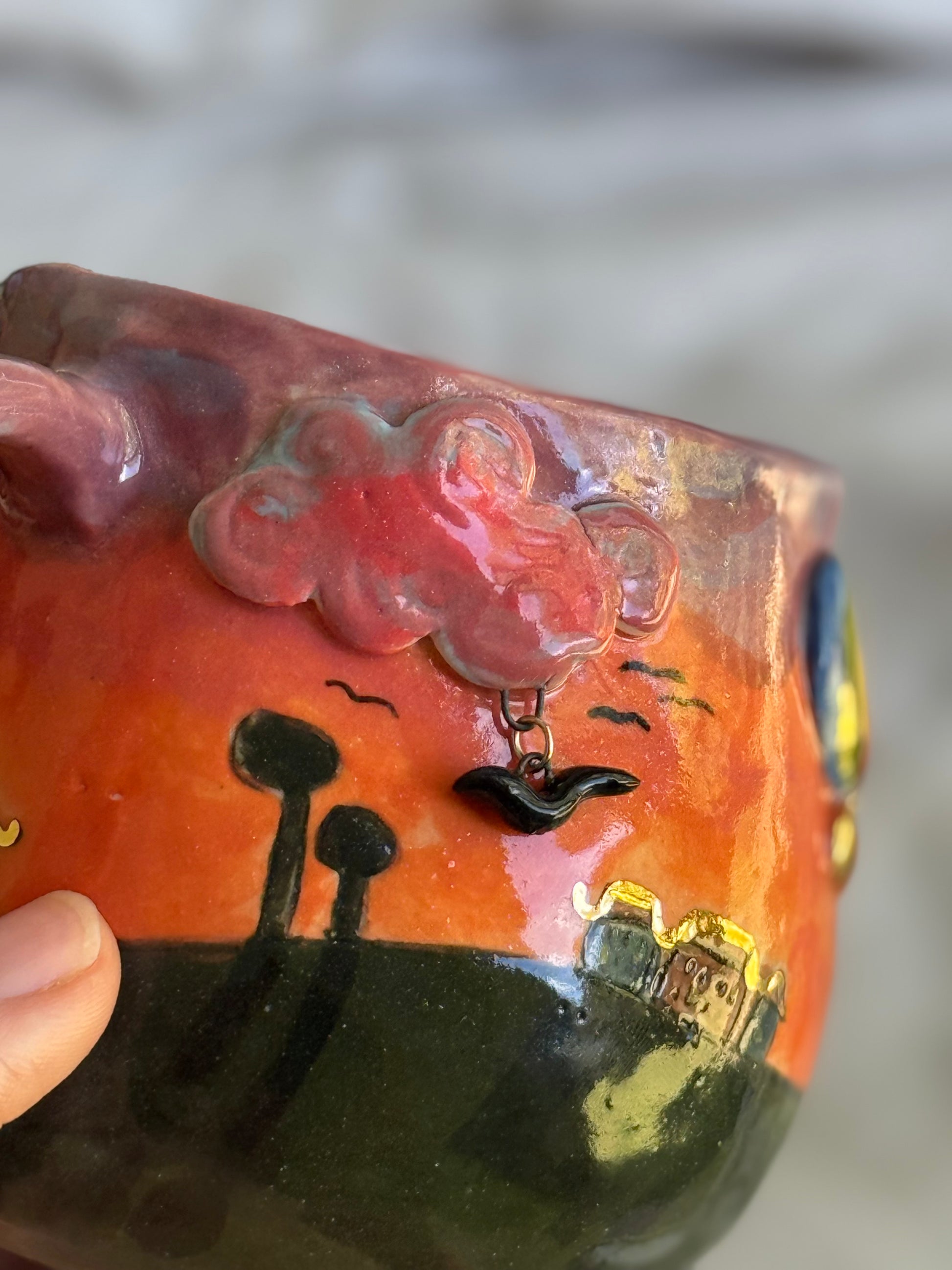 Style C 3D cloud and balloon mug side view – artisan pottery SL Ceramics