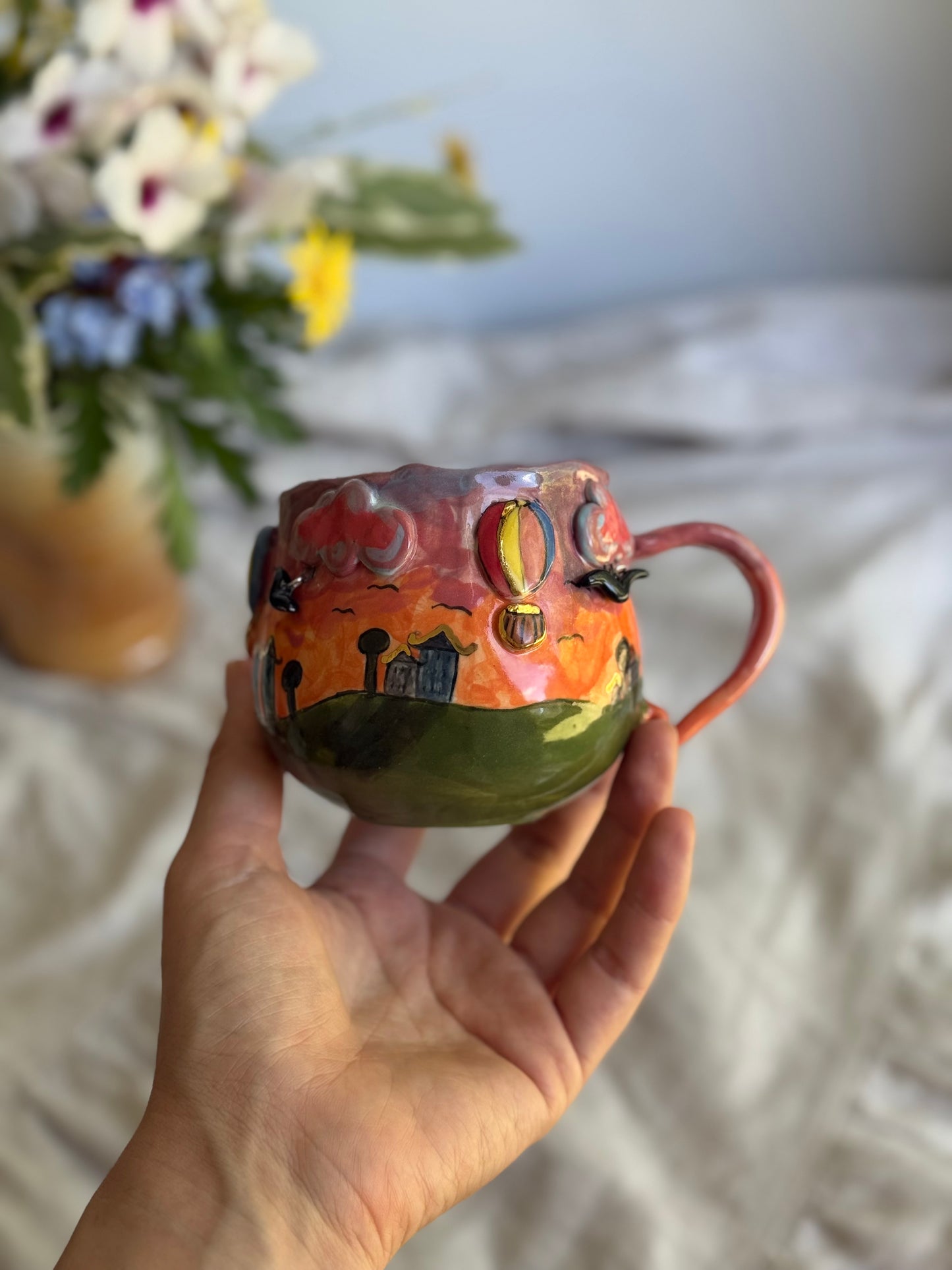 Style C 3D mug top view – artisan stoneware pottery Australia