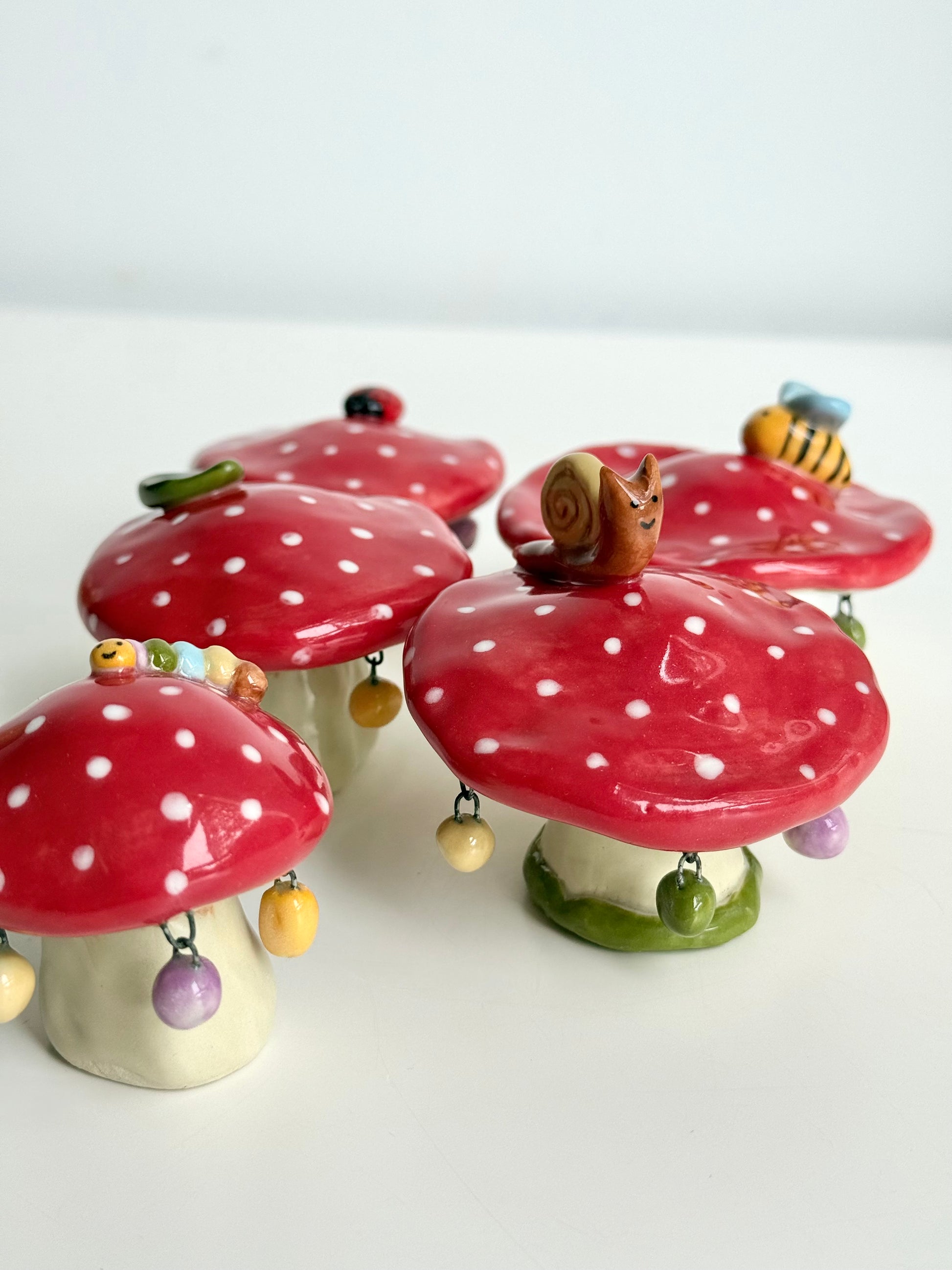 Fairy Mushrooms with Charms - SL ceramics 