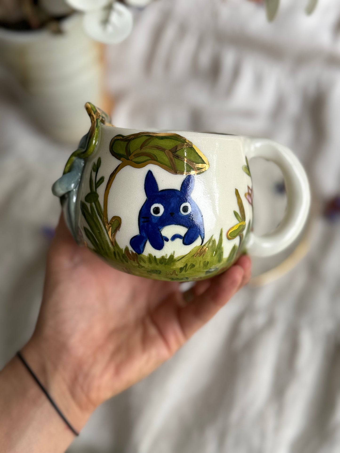 Totoro Set Mug and Plate with 22k gold - SL ceramics 