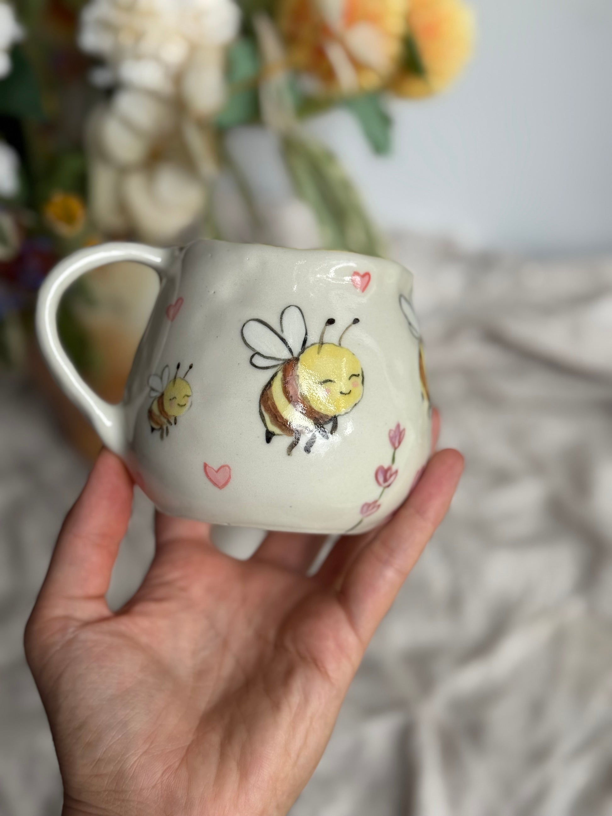 	Sweet Dreams Bee mug back view – artisan handmade ceramics SL Ceramics 