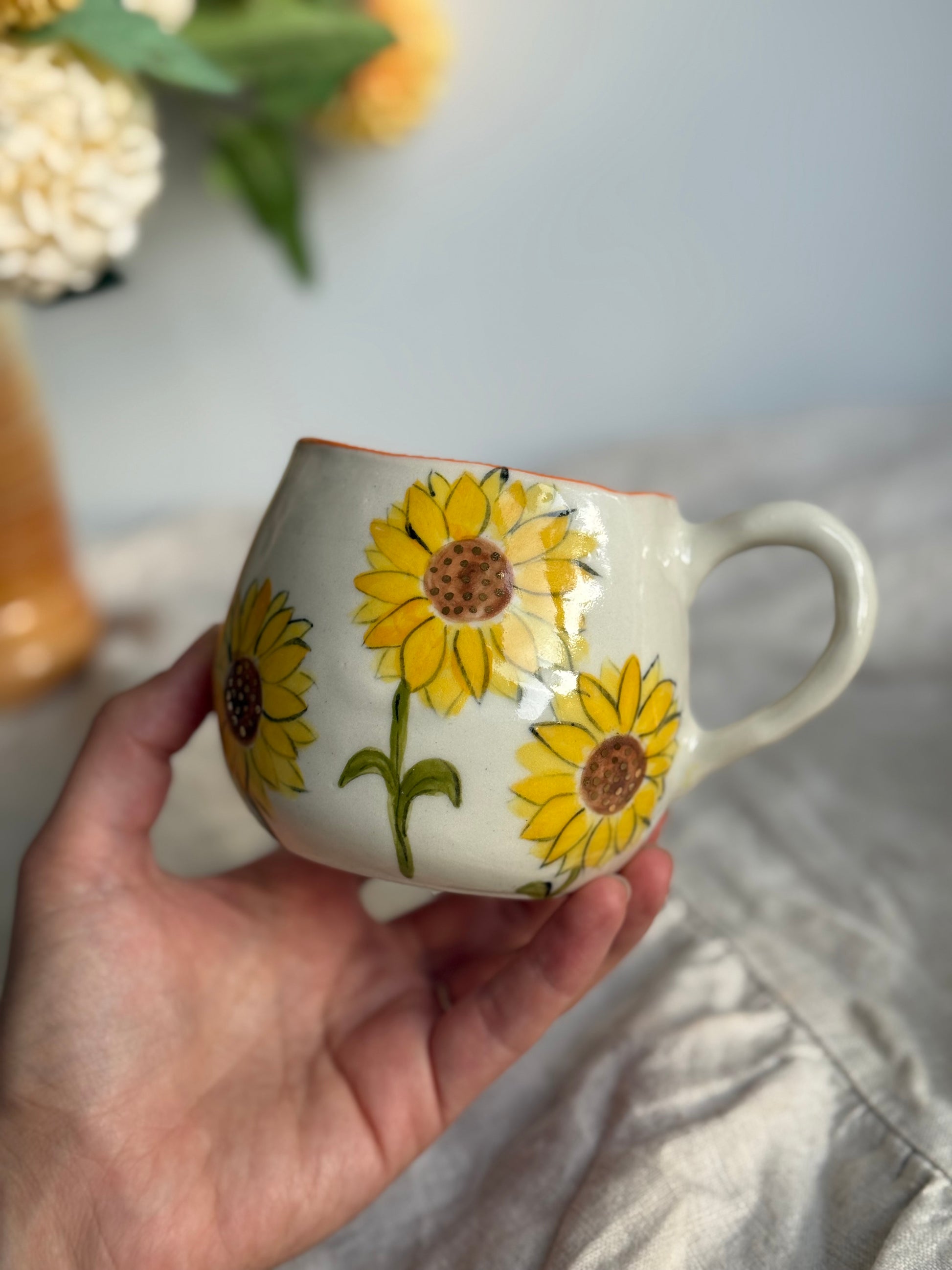 Golden Sunflower mug - SL ceramics 
