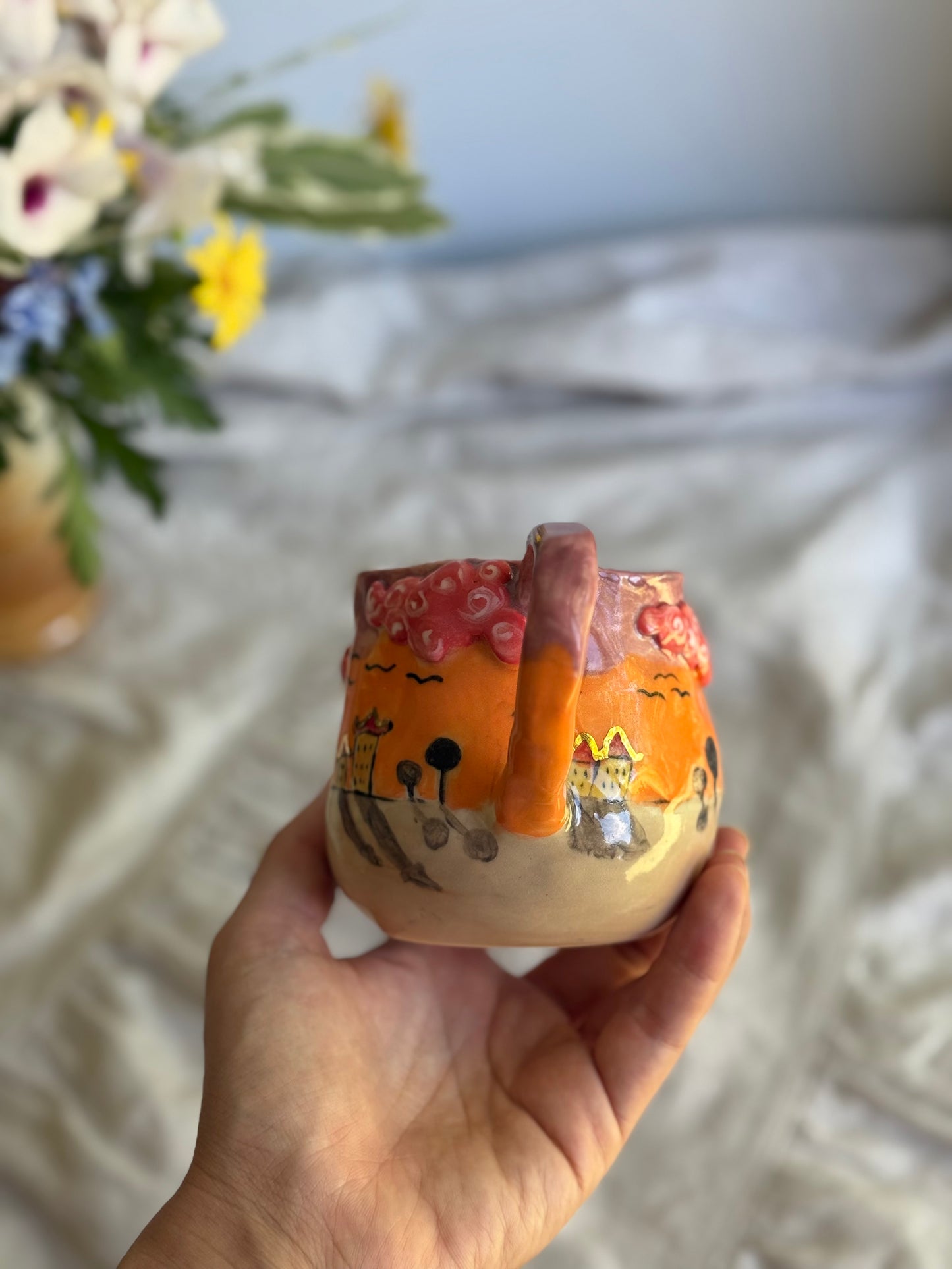 D cloud and balloon mug side view – artisan pottery SL Ceramics