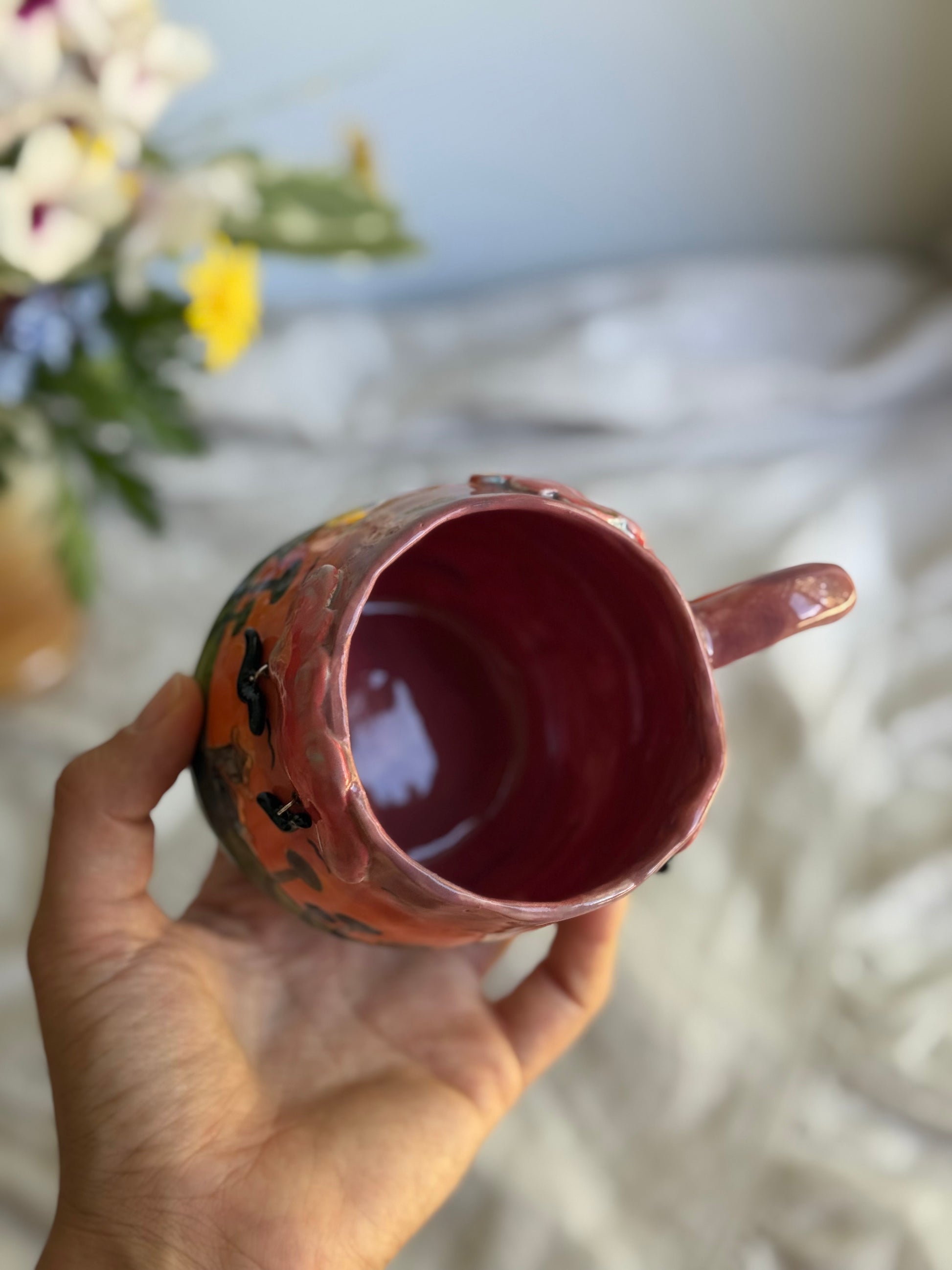 Style B 3D mug top view – artisan stoneware pottery Australia