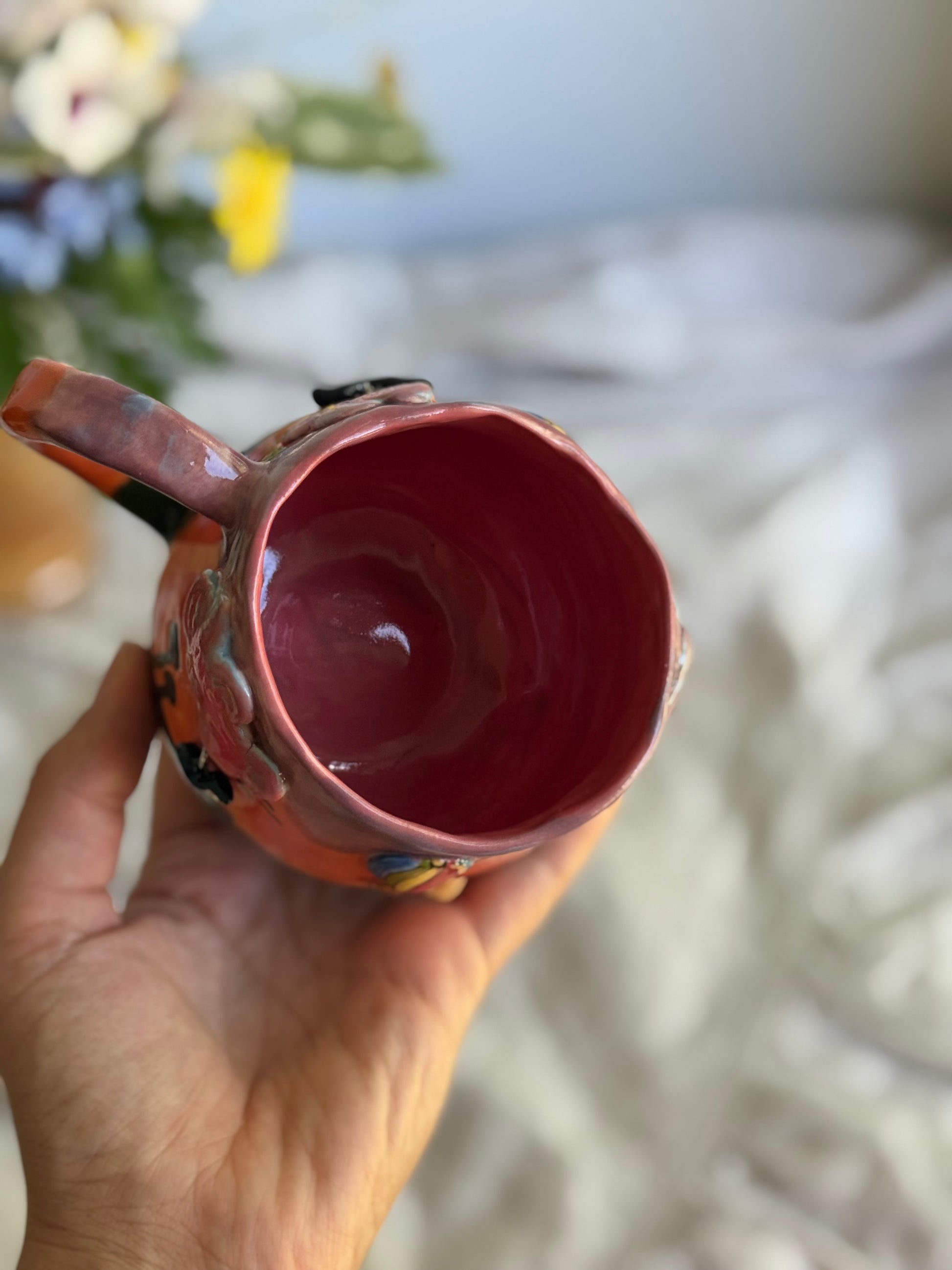 Style C sunset landscape ceramic mug detail – handmade pottery gift Australia