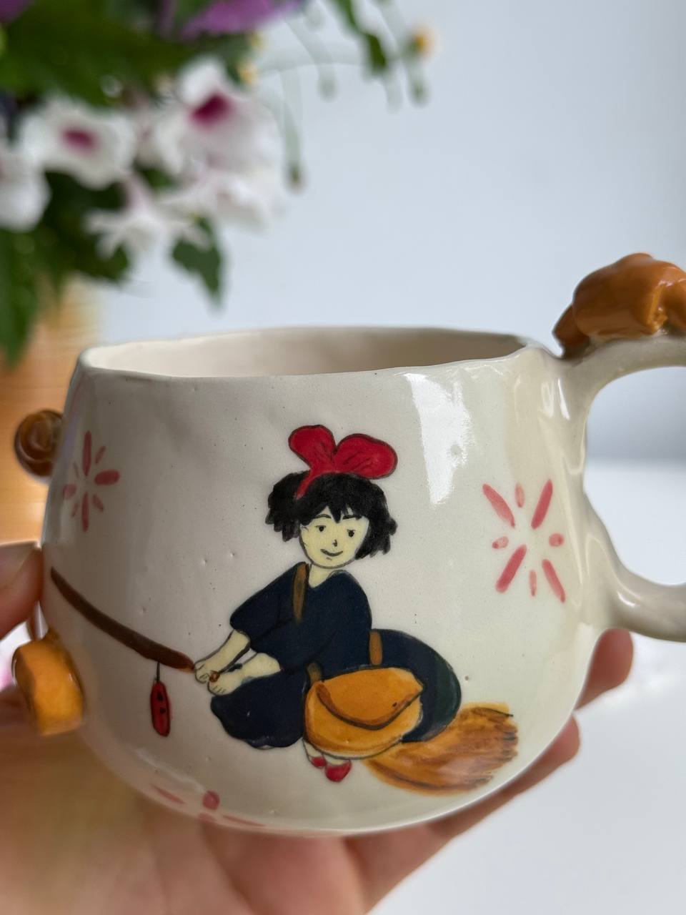 Ghibli-Inspired Kiki Mug – 3D Croissants & Bread, Kiki on Her Broom 320 ml - SL ceramics 