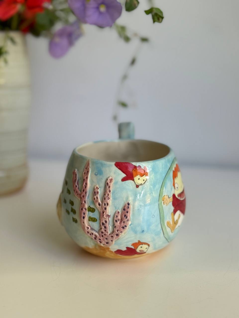 Ghibli-Inspired Ponyo Mug – Underwater Adventure with 3D Marine Details  450 ml - SL ceramics 