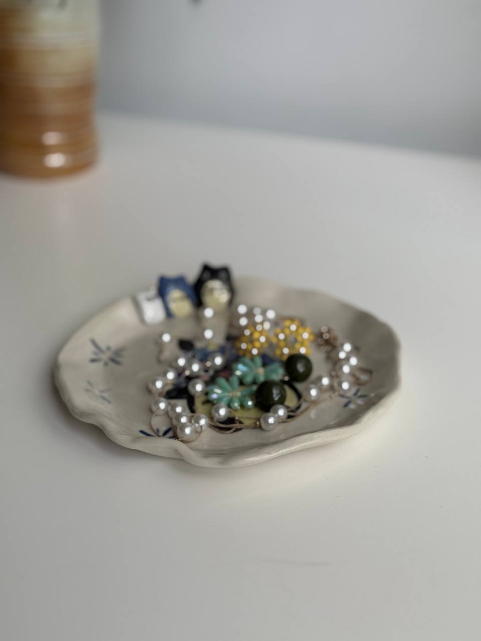 Totoro Trinket Plate – Hand-painted Ceramic Dish - SL ceramics 