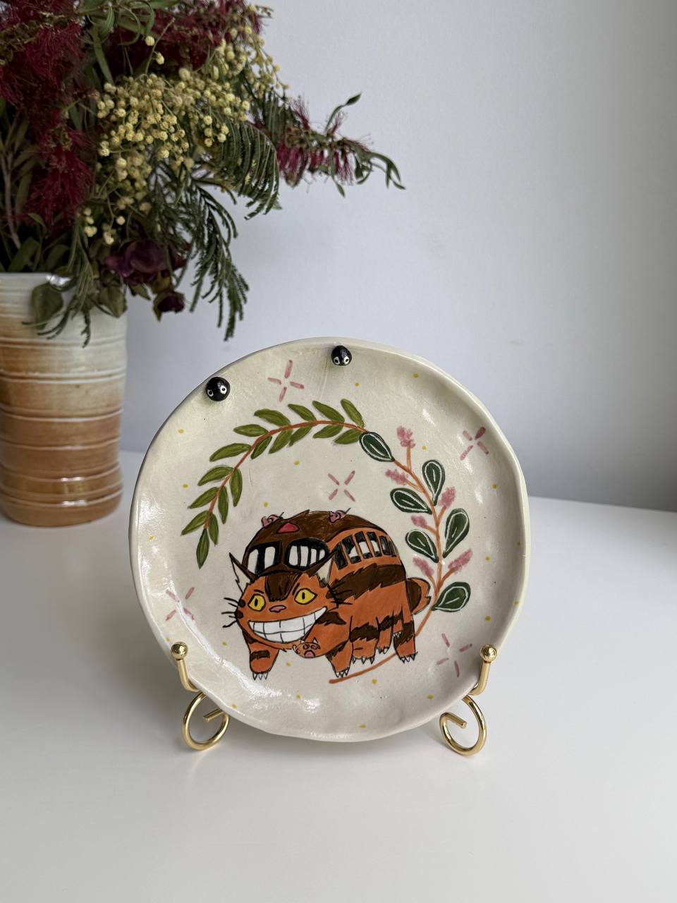 Catbus Trinket Plate – Hand-painted Ceramic Dish - SL ceramics 