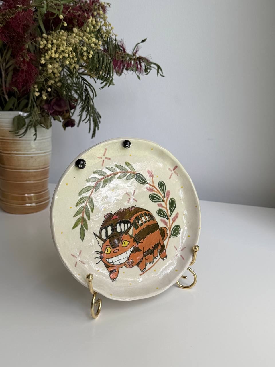 Catbus Trinket Plate – Hand-painted Ceramic Dish - SL ceramics 