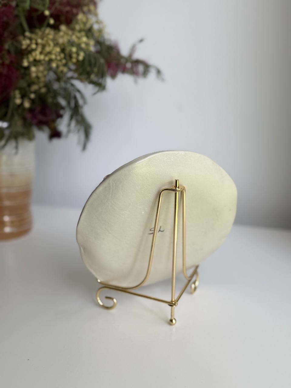 Kodamas Trinket Plate – Hand-painted Ceramic Dish with 3D Kodama - SL ceramics 