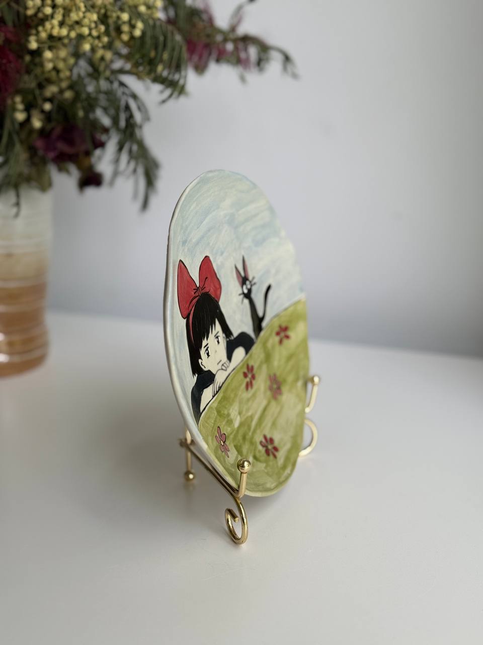 Kiki’s Delivery Service Trinket Plate – Hand-painted Ceramic Dish with Kiki and Jiji - SL ceramics 