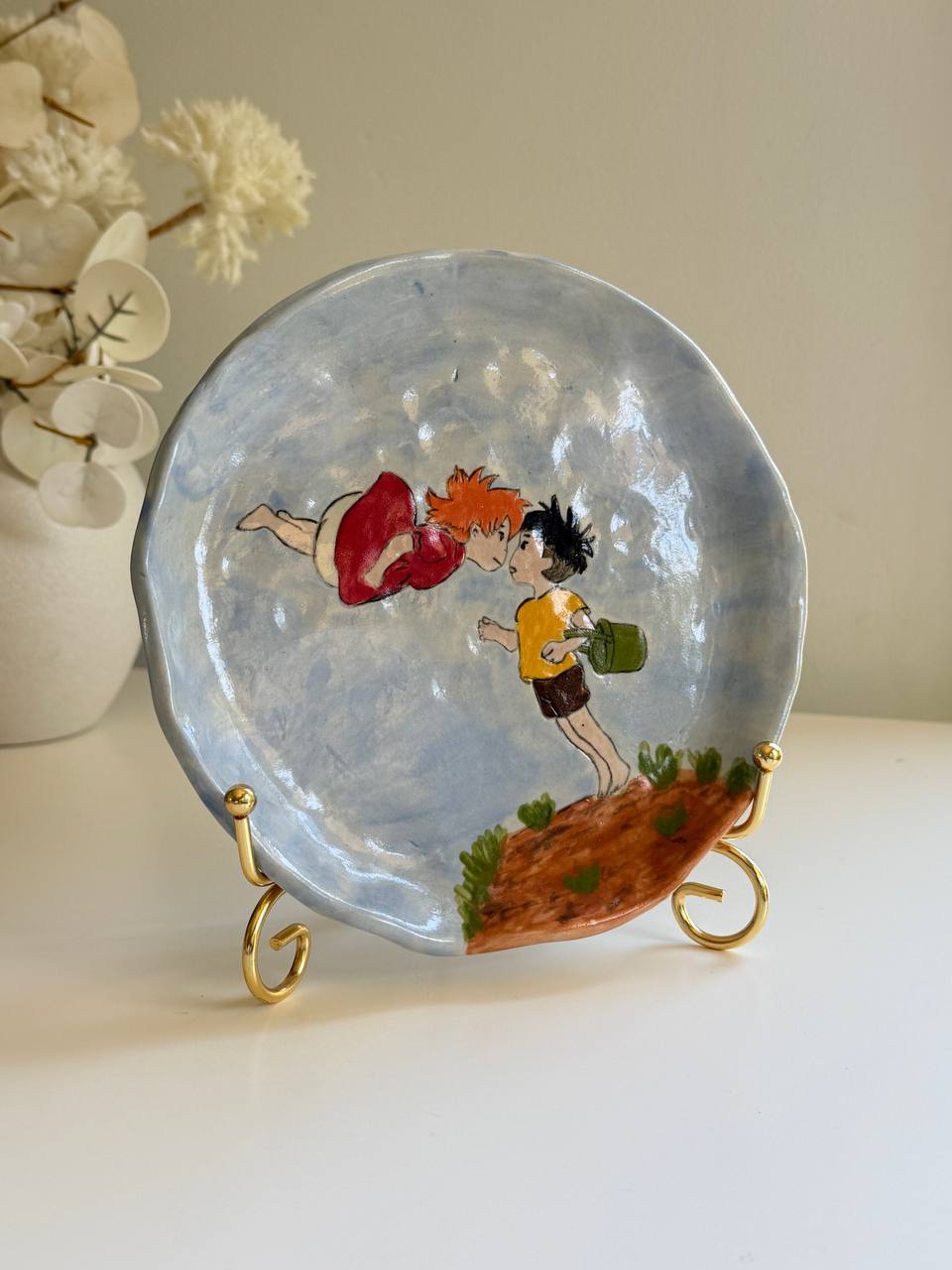 Ponyo Trinket Plate – Hand-painted Ceramic Dish Featuring Iconic Scene - SL ceramics 