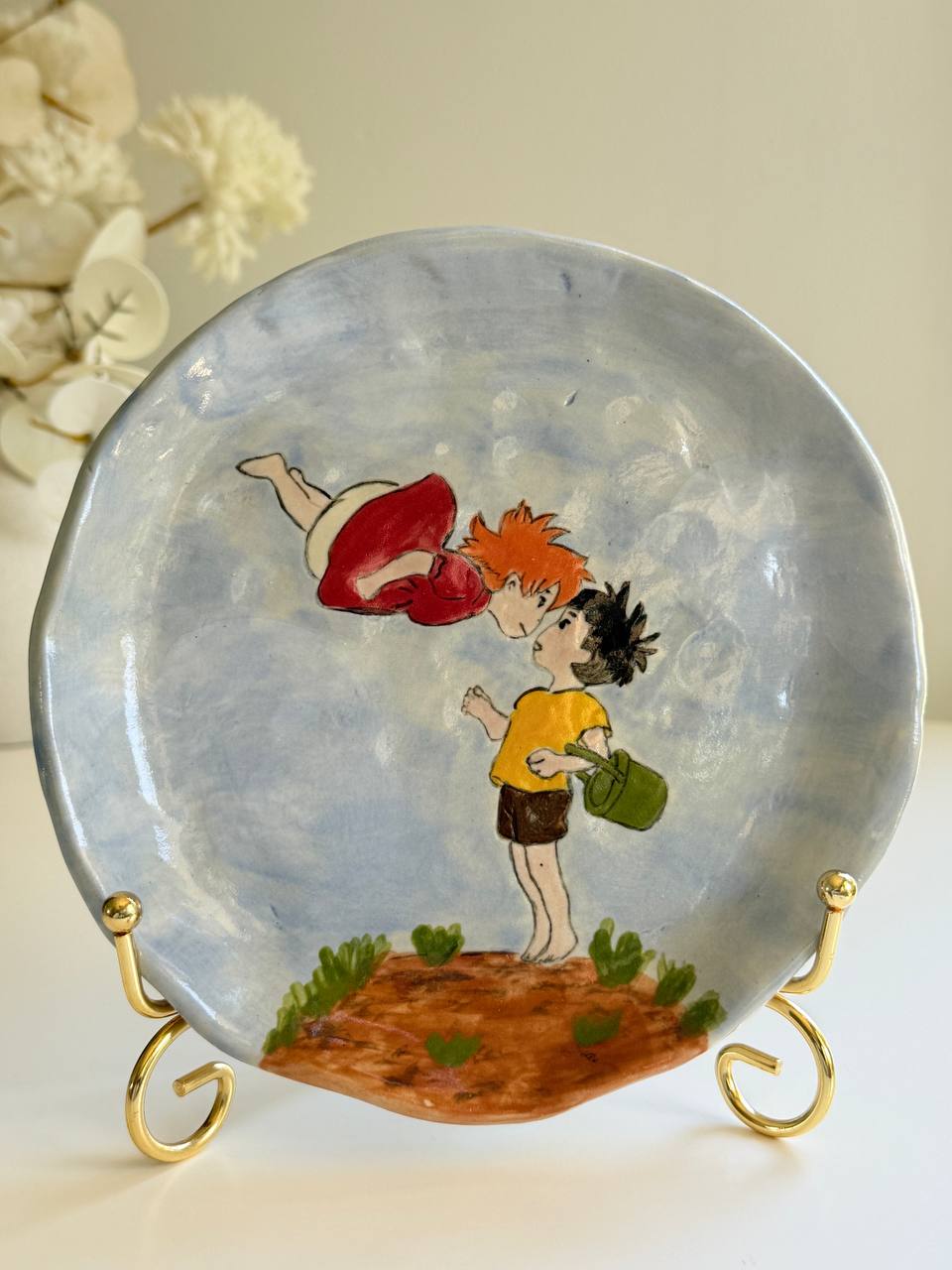 Ponyo Trinket Plate – Hand-painted Ceramic Dish Featuring Iconic Scene - SL ceramics 
