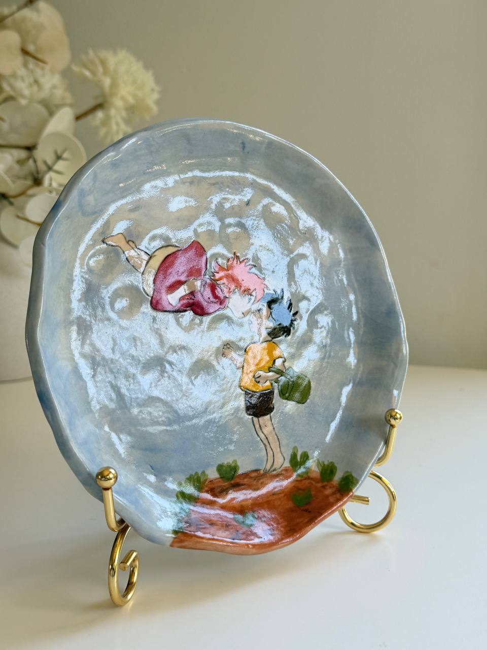 Ponyo Trinket Plate – Hand-painted Ceramic Dish Featuring Iconic Scene - SL ceramics 