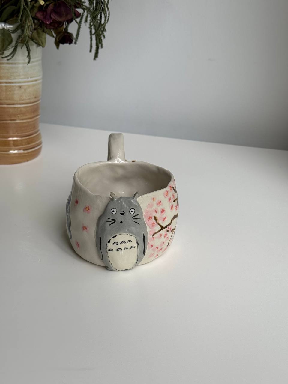 Handmade Totoro Mug | Whimsical Stoneware Clay Cup - SL ceramics 