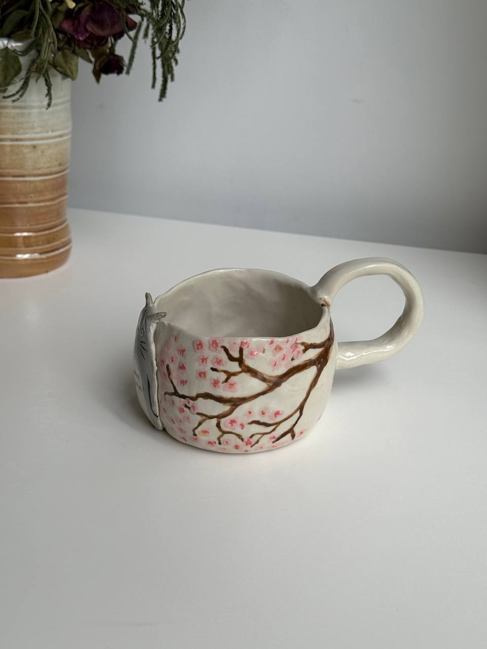 Handmade Totoro Mug | Whimsical Stoneware Clay Cup - SL ceramics 