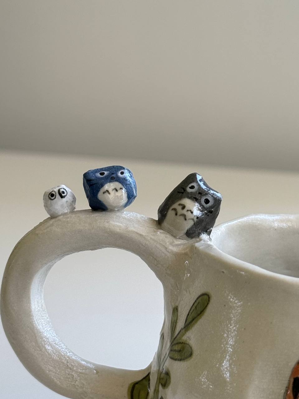 Handmade Totoro and Catbus Mug | Whimsical Stoneware Clay Cup - SL ceramics 