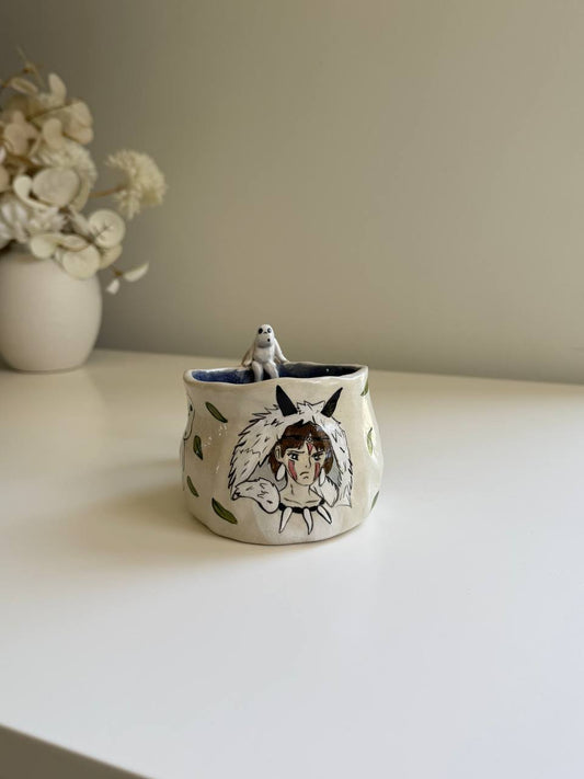 ✨ Princess Mononoke Inspired Mug with Kodama | Handmade Ceramic Forest Spirit Cup ✨ - SL ceramics 