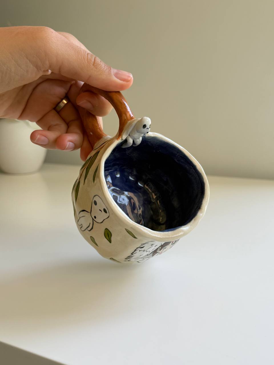 ✨ Princess Mononoke Inspired Mug with Kodama | Handmade Ceramic Forest Spirit Cup ✨ - SL ceramics 