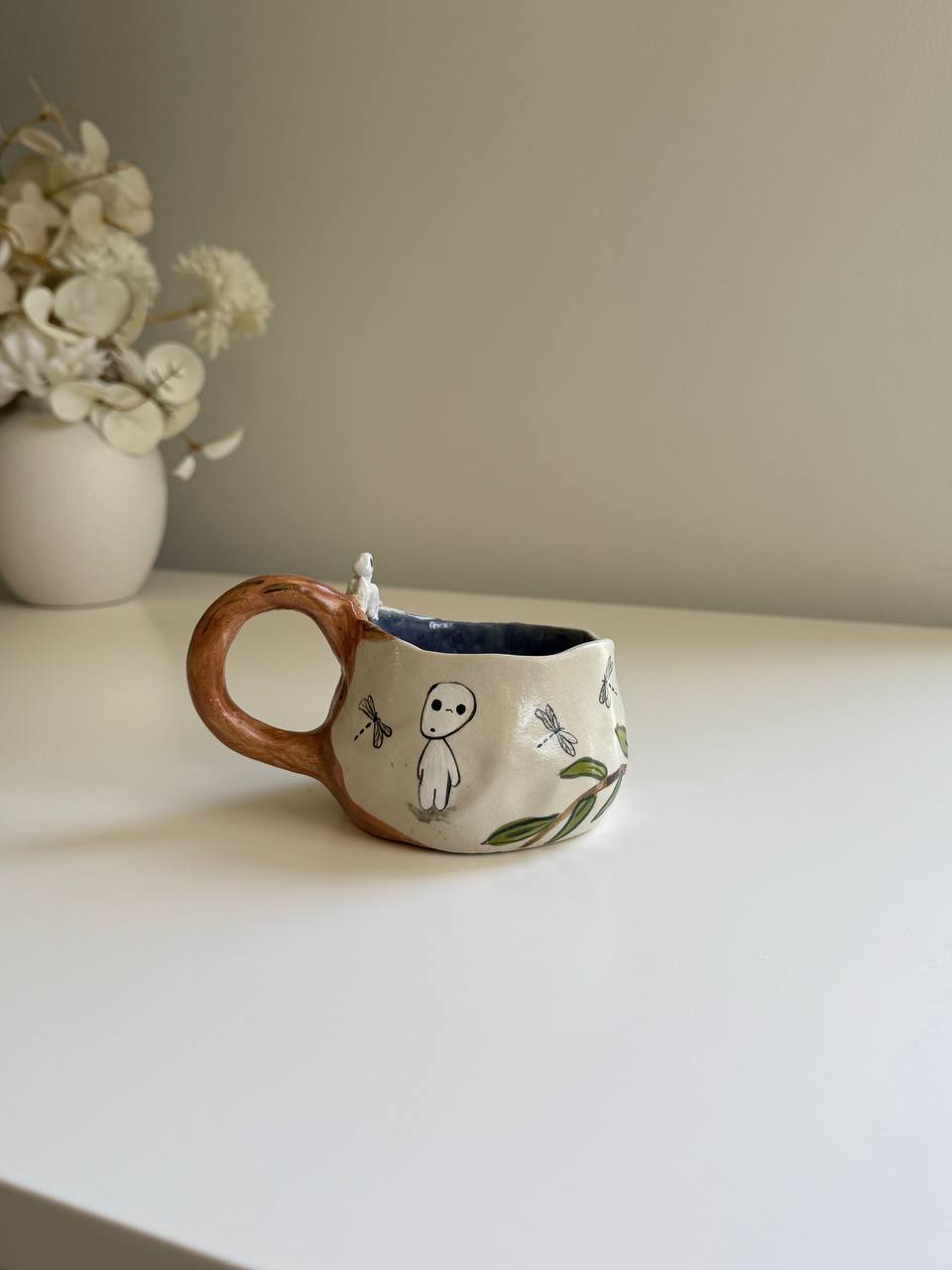 ✨ Princess Mononoke Inspired Mug with Kodama | Handmade Ceramic Forest Spirit Cup ✨ - SL ceramics 