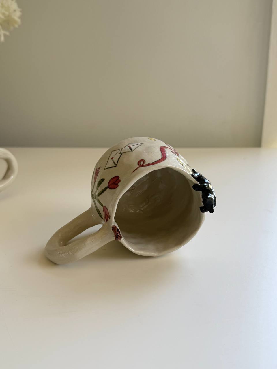 Handmade Ceramic Mug with 3D Cat - SL ceramics 