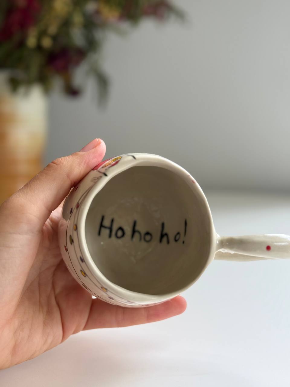 Christmas Mug with Cat and  Chicks - SL ceramics 