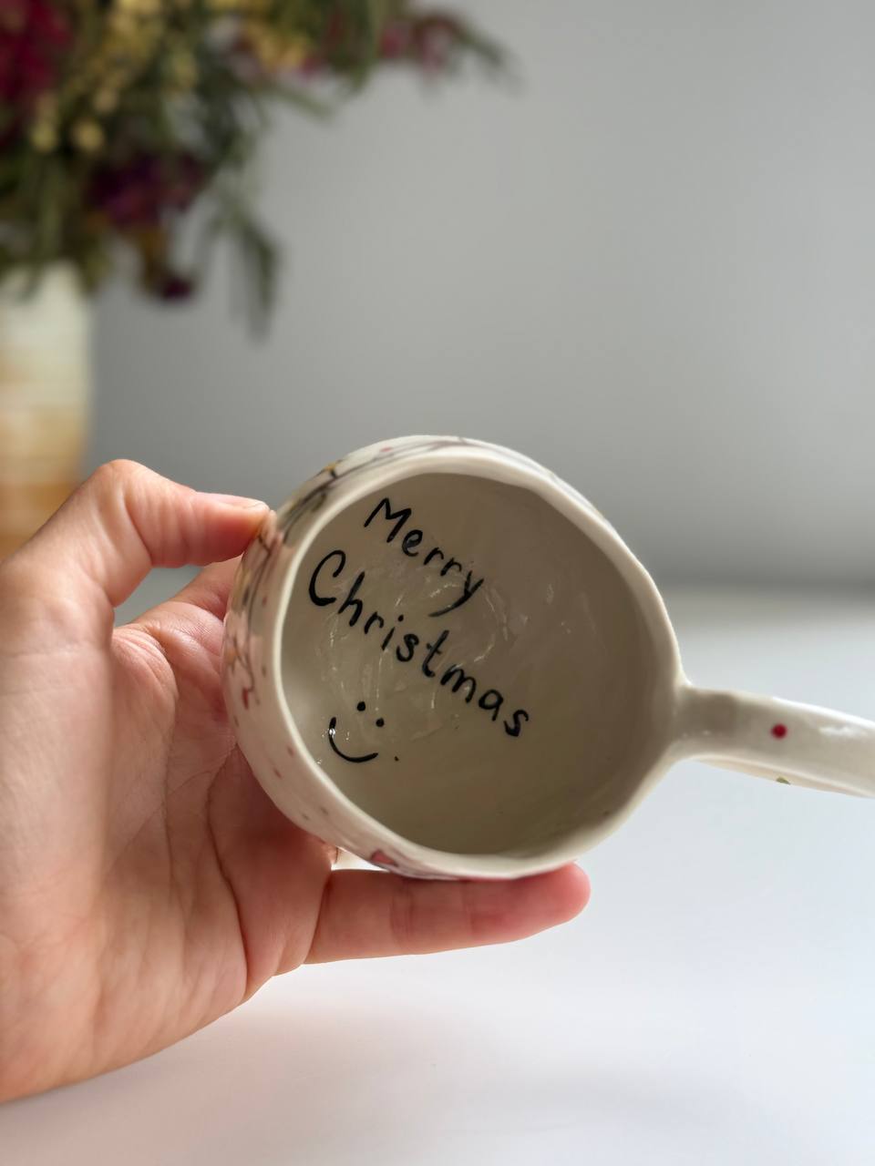Christmas Mug with Cat and  Presents - SL ceramics 
