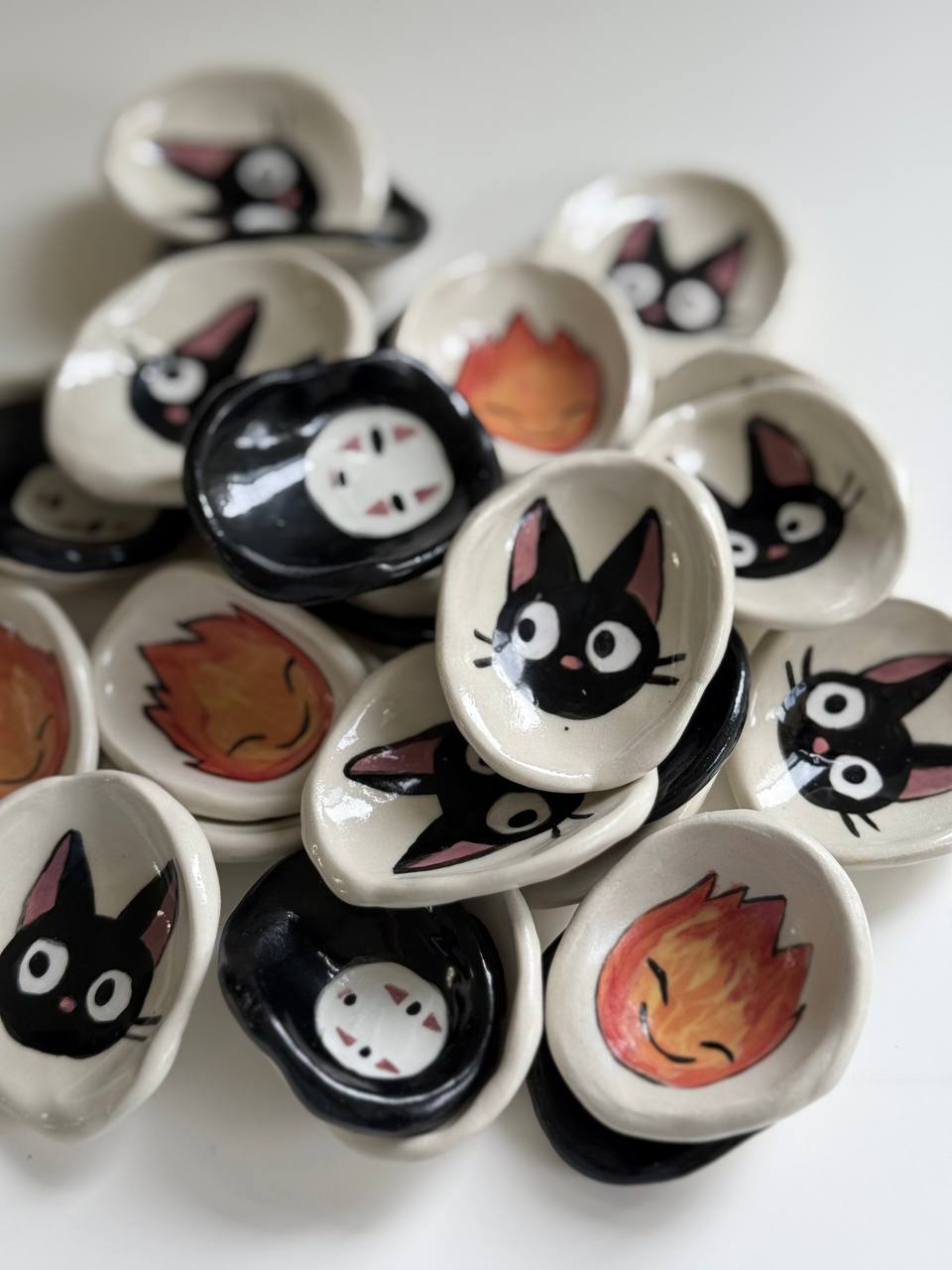 Set of 3 Handmade Worry Stones – Studio Ghibli Inspired - SL ceramics 