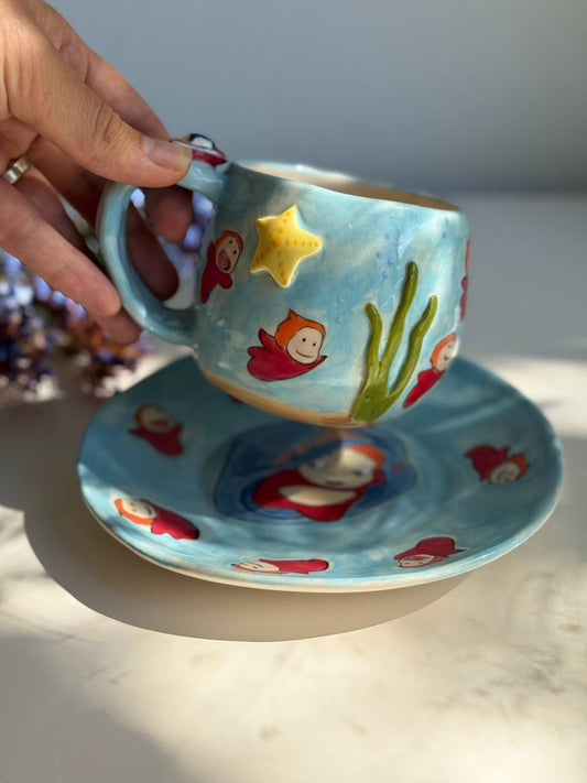 Ponyo & Her Sisters Inspired Mug & Plate Set