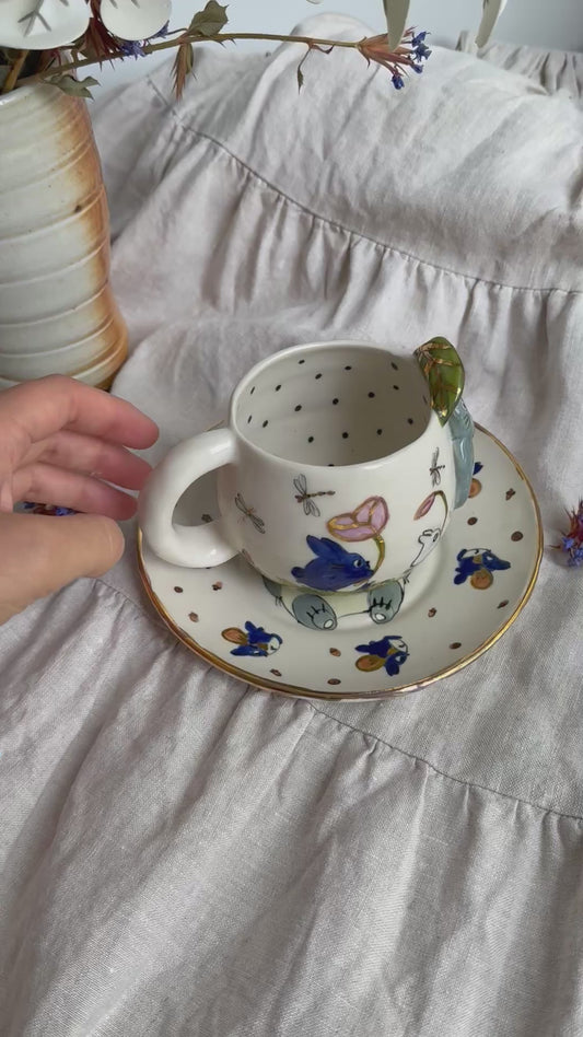 Totoro Set Mug and Plate with 22k gold