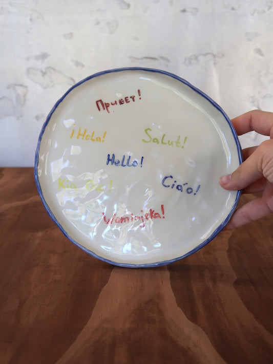 Hello Plate – Hand-Painted, Hand-Pinched