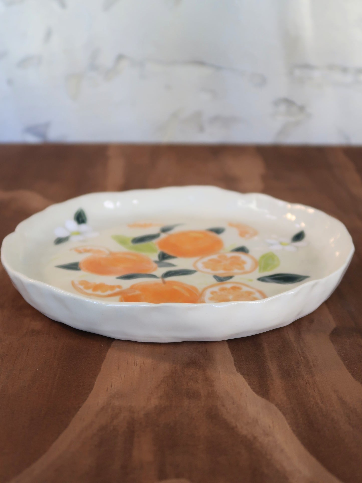 Oranges Plate – Hand-Painted, Hand-Pinched
