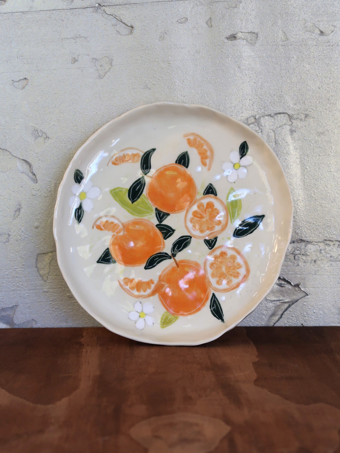 Oranges Plate – Hand-Painted, Hand-Pinched