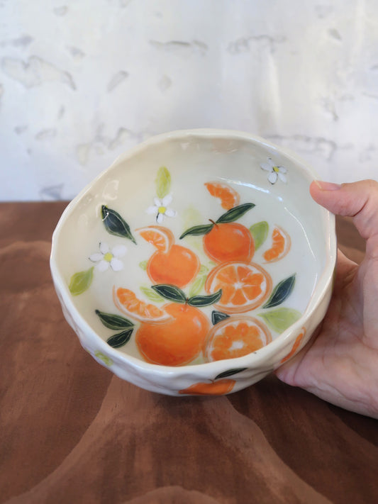 Oranges Bowl —Hand-Painted, Hand-Pinched