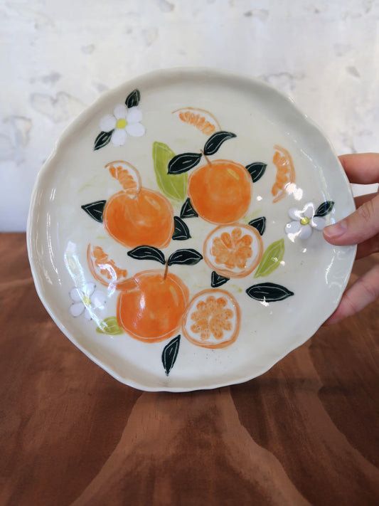 Oranges Plate – Hand-Painted, Hand-Pinched