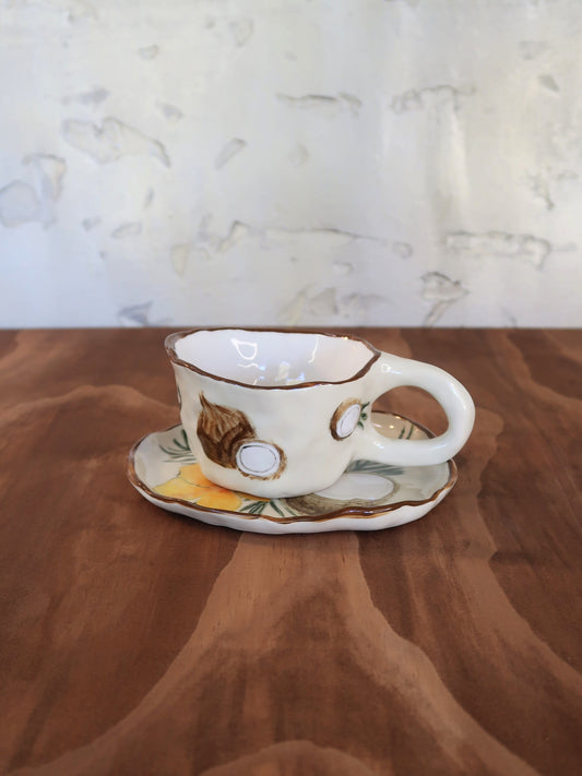 Coconut Mug With Matching Plate